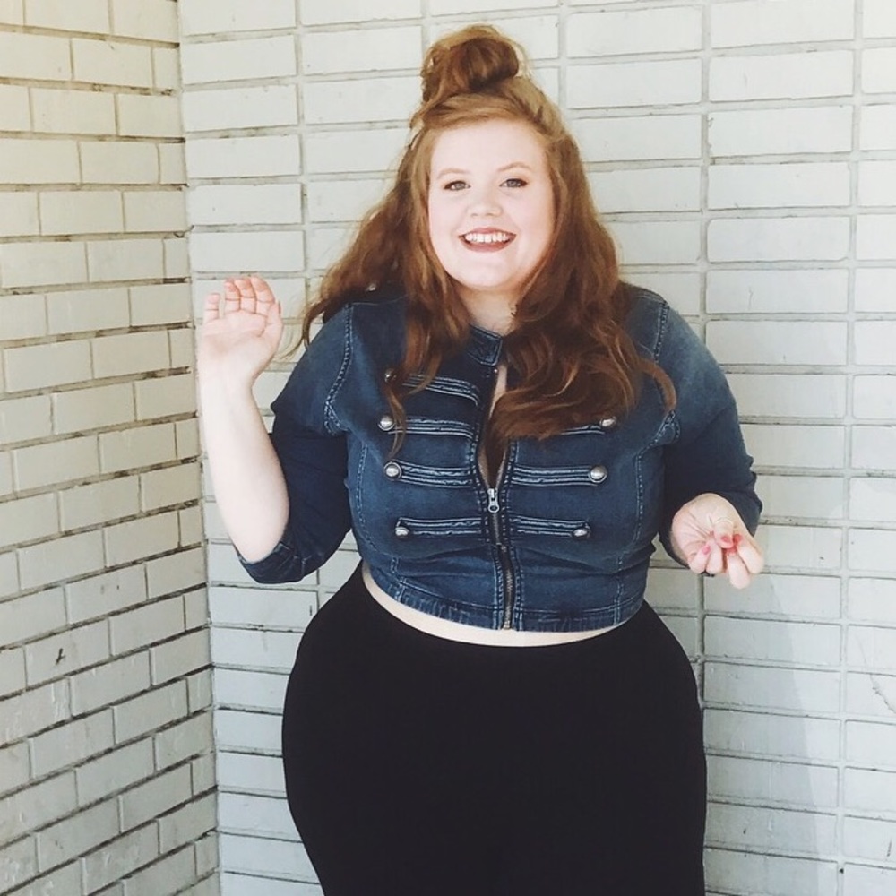 Cropped Jean Military Jacket